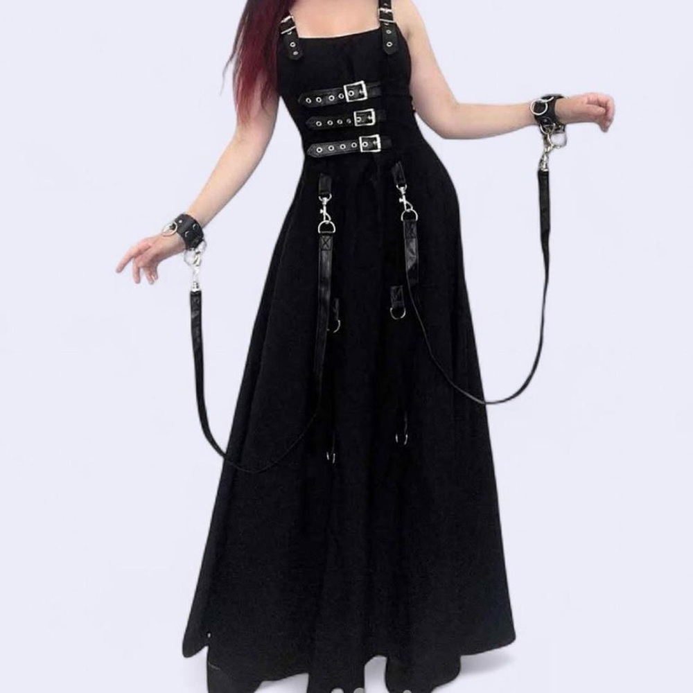 Lip Service Black Maxi Dress with Buckle Straps